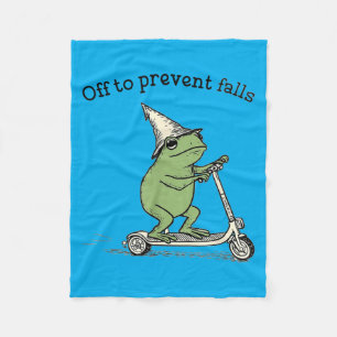 Off to Prevent Falls Funny Frog Toad Physical Fleece Blanket