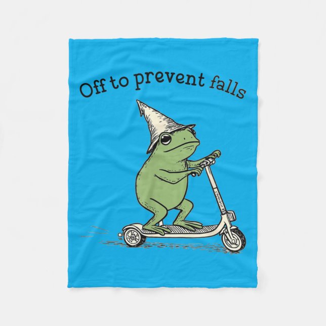 Off to Prevent Falls Funny Frog Toad Physical Fleece Blanket (Front)