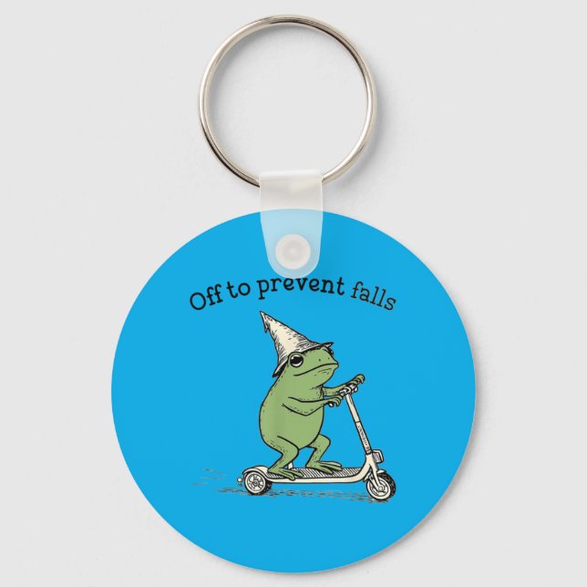 Off to Prevent Falls Funny Frog Toad Physical Key Ring (Front)