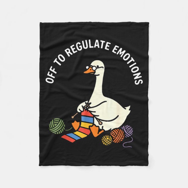 Off to regulate emotions cute goose knitting menta fleece blanket (Front)
