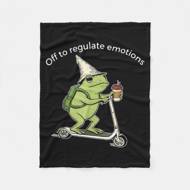 Off to regulate emotions frog mental retro healthO Fleece Blanket (Front)