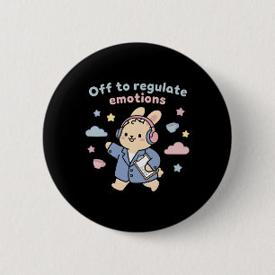 Off To Regulate Emotions Funny Bunny Rabbit Scoote 6 Cm Round Badge
