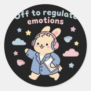 Off To Regulate Emotions Funny Bunny Rabbit Scoote Classic Round Sticker