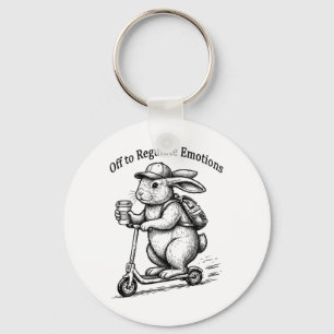 Off To Regulate Emotions Funny Bunny Rabbit Scoote Key Ring
