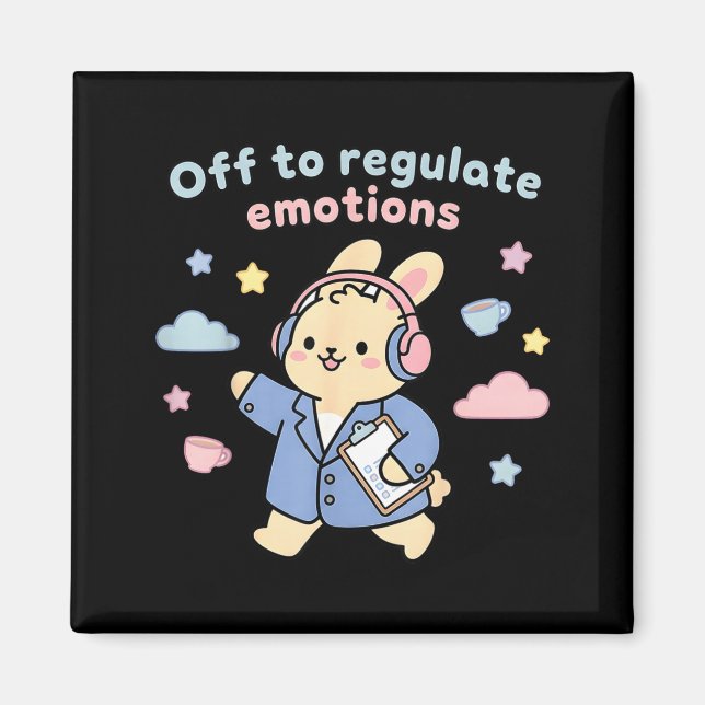 Off to regulate emotions funny bunny rabbit scoote magnet (Front)