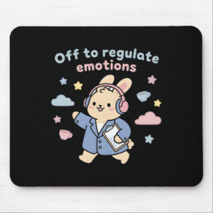 Off To Regulate Emotions Funny Bunny Rabbit Scoote Mouse Pad