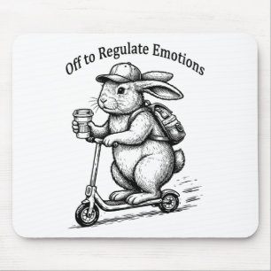 Off To Regulate Emotions Funny Bunny Rabbit Scoote Mouse Pad