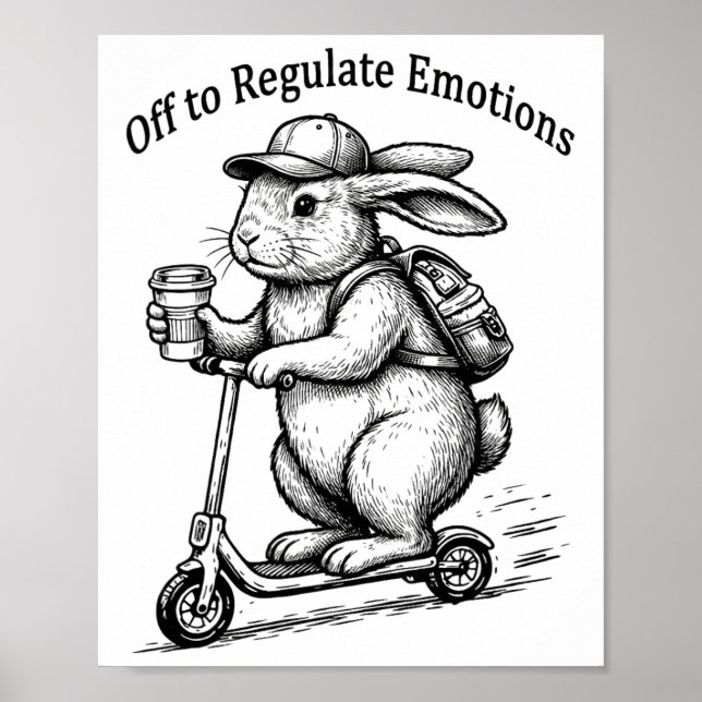 Off To Regulate Emotions Funny Bunny Rabbit Scoote Poster (Front)