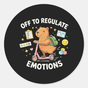Off to Regulate Emotions Funny Capybara Cute Classic Round Sticker