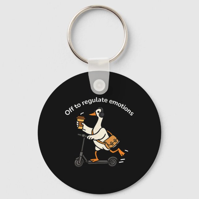 Off To Regulate Emotions Funny Duck Mental Health  Key Ring (Front)