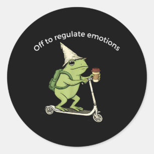 Off To Regulate Emotions Funny Frog Mental Health Classic Round Sticker