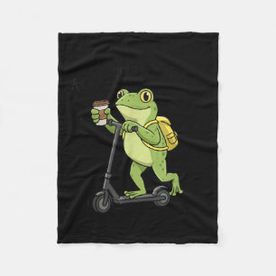 Off to Regulate Emotions Funny Frog On Scooter Fleece Blanket