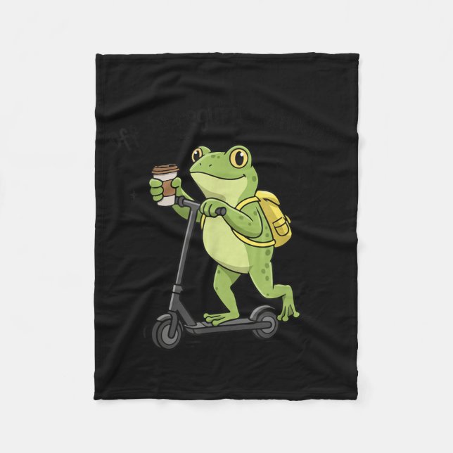Off to Regulate Emotions Funny Frog On Scooter Fleece Blanket (Front)