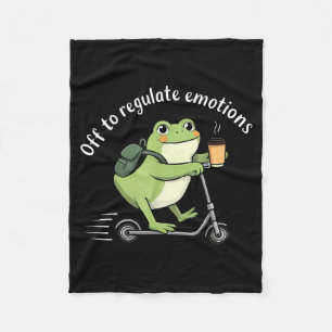 Off to regulate emotions funny frog scooter mental fleece blanket