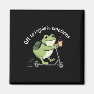 Off To Regulate Emotions Funny Frog Scooter Mental Magnet