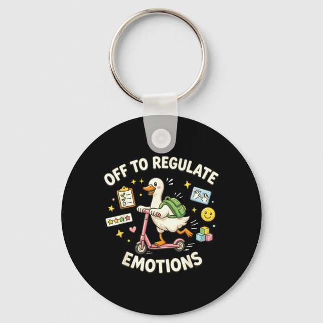 Off to Regulate Emotions Funny Goose ABA Therapy Key Ring (Front)