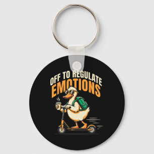 Off To Regulate Emotions Funny Goose Scooter Menta Key Ring