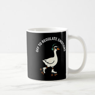 Off to regulate emotions funny goose skating menta coffee mug