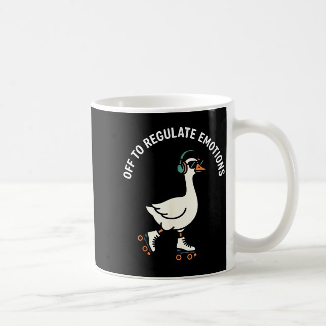 Off to regulate emotions funny goose skating menta coffee mug (Right)