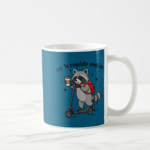 Off to regulate emotions funny raccoon on scooter coffee mug