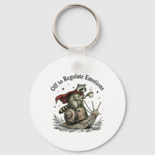 Off To Regulate Emotions Funny Racoon Mental Heal Key Ring