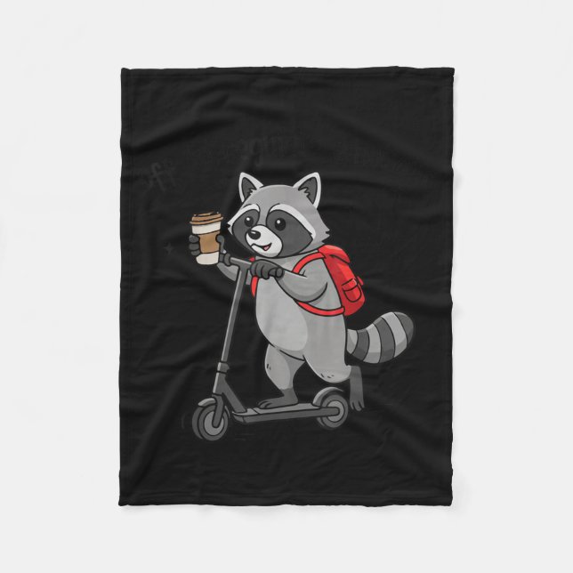 Off to Regulate Emotions Funny Racoon On Scooter Fleece Blanket (Front)