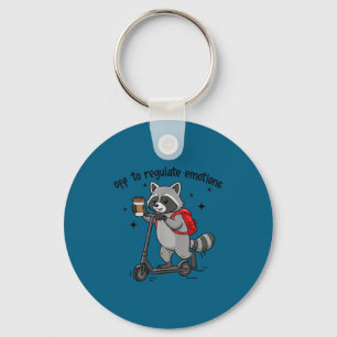 Off to regulate emotions funny racoon on scooter  key ring
