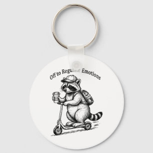 Off To Regulate Emotions Funny Racoon Scooter Hum Key Ring