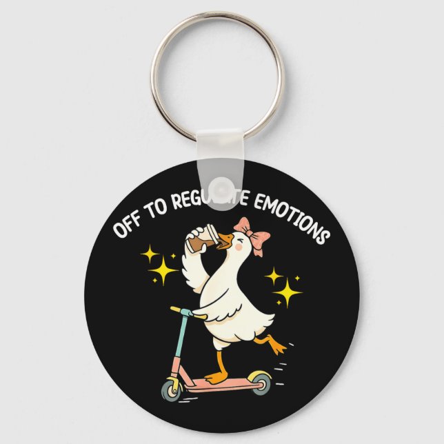 Off to regulate emotions funny silly goose mentalO Key Ring (Front)