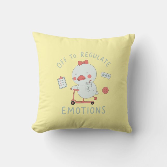 Off To Regulate Emotions Funny Therapy Duck  Cushion (Front)