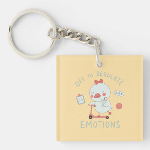 Off To Regulate Emotions Funny Therapy Duck Key Ring