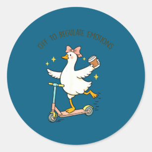 Off to regulate emotions goose funny mental health classic round sticker