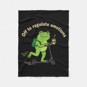 Off to regulate emotions mental health funny frogO Fleece Blanket