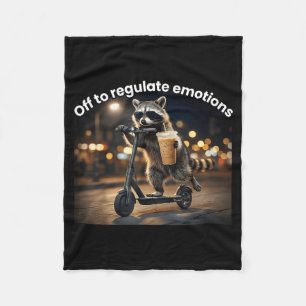 Off to regulate emotions mental health racoon ice fleece blanket