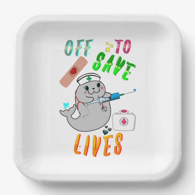 Off To Save Lives Paper Plate (Front)