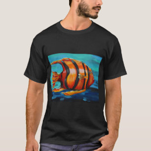 Off to School Acrylic angel fish painting by Krist T-Shirt