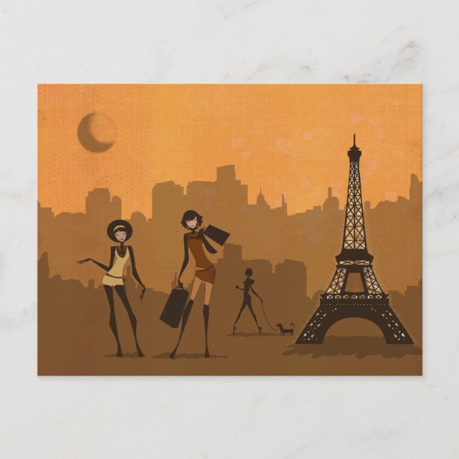 off to shop in Paris Postcard (Front)
