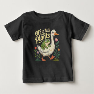 Off to Talk to My Plants – Cute Frog & Goose Baby Baby T-Shirt