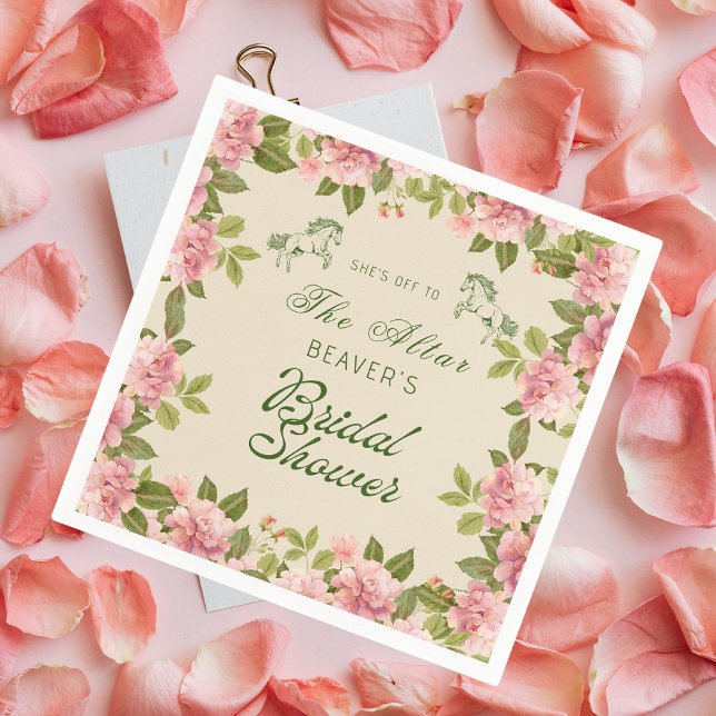 Off to the altar Derby Floral Bridal Shower Napkin (Creator Uploaded)