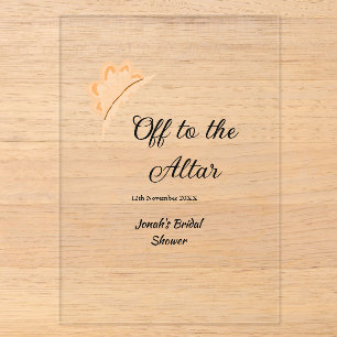 Off to the altar orange cap hat bridal shower name acrylic invitations