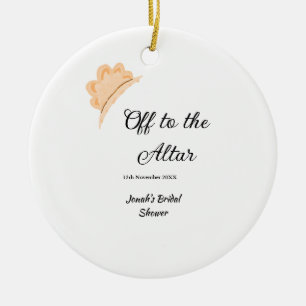 Off to the altar orange cap hat bridal shower name ceramic ornament