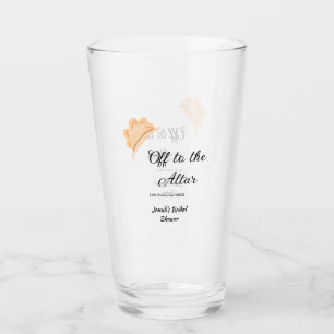 Off to the altar orange cap hat bridal shower name glass