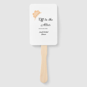 Off to the altar orange cap hat bridal shower name hand fan