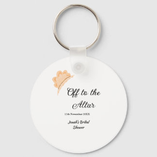 Off to the altar orange cap hat bridal shower name key ring