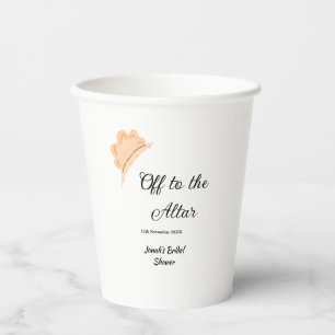 Off to the altar orange cap hat bridal shower name paper cups