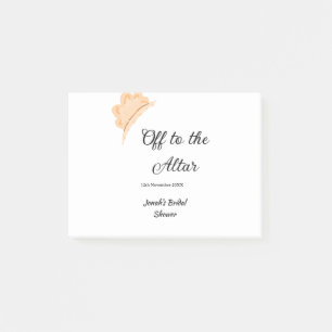 Off to the altar orange cap hat bridal shower name post-it notes