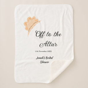 Off to the altar orange cap hat bridal shower name sherpa blanket