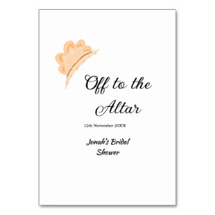 Off to the altar orange cap hat bridal shower name table number