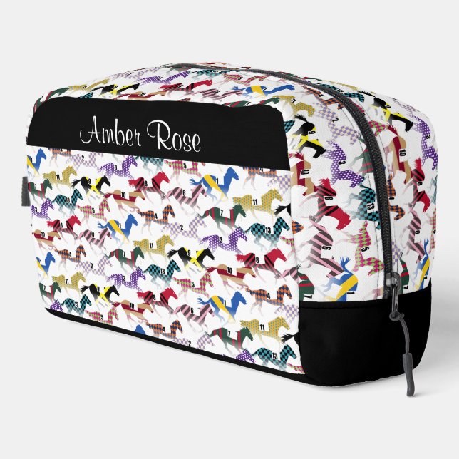 Off to the Horse Races Jockey Silk Pattern Dopp Kit (Right Corner)