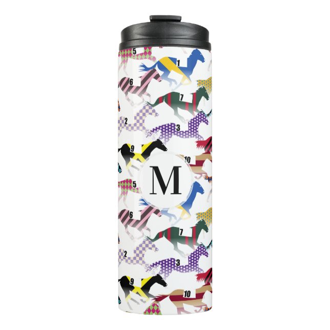 Off to the Horse Races Jockey Silk Pattern Thermal Tumbler (Front)